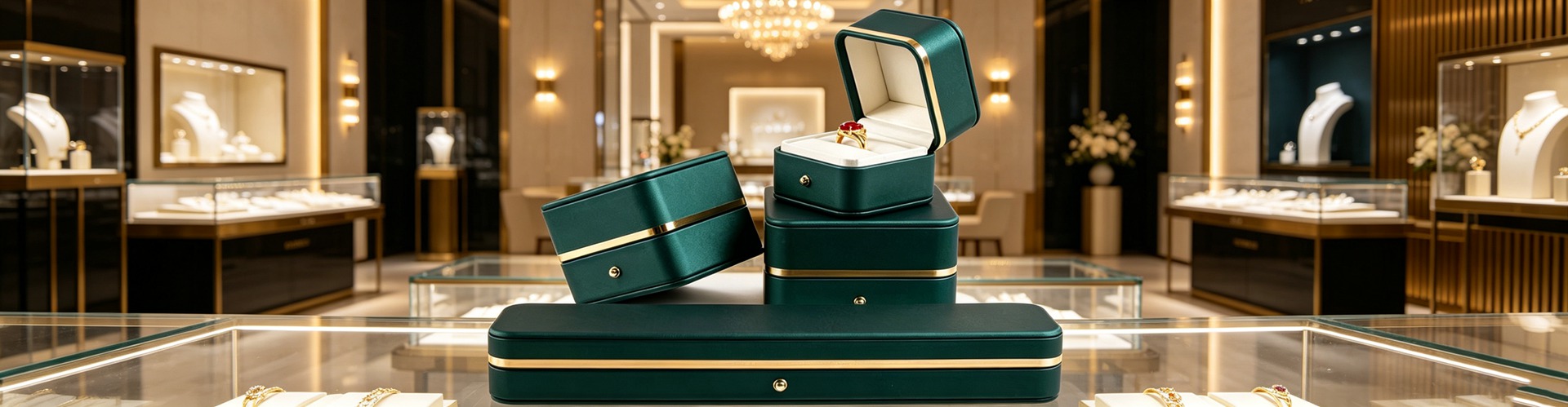Jewelry box and gold jewelry display